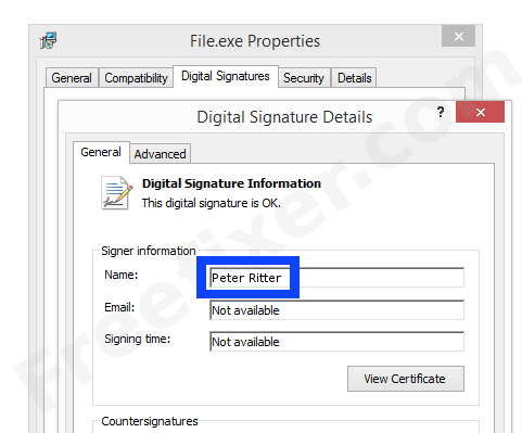 Screenshot of the Peter Ritter certificate